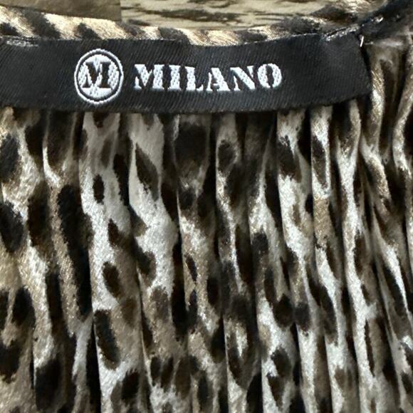 Womens Ruffle Camisole Top Small Animal Print Leopard Front Keyhole Pleated Y2K - Picture 6 of 9